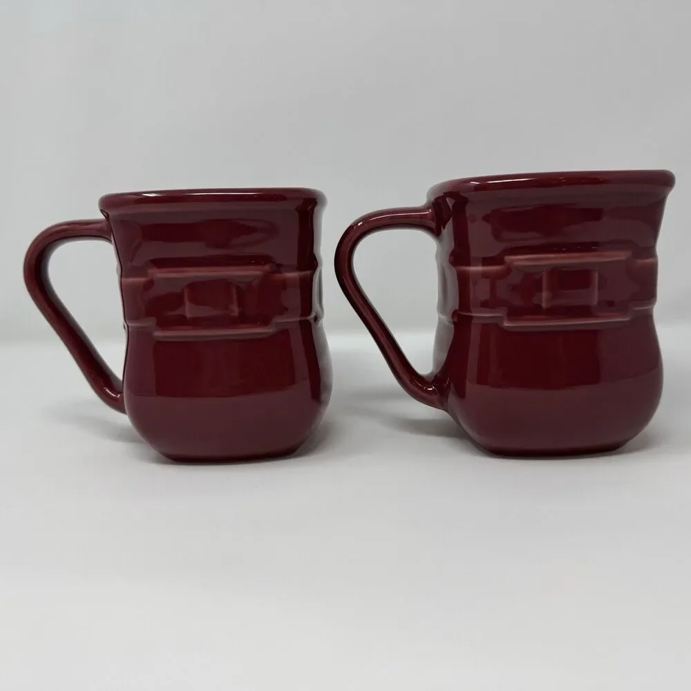 Longaberger Pottery Woven Traditions, 2 Large Square Coffee Mugs Paprika EUC
